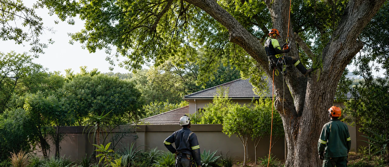 Tree worker carrying out high-canopy work